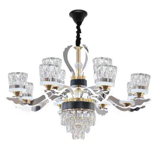 ثريات كلاسيكية حديثة فاخرة ذهبية مستديرة ، مصباح زجاجي لغرفة المعيشة وغرفة الطعام Luxury Modern Classic Round Gold Chandeliers, Glass Lamp for Living Room and Dining Room