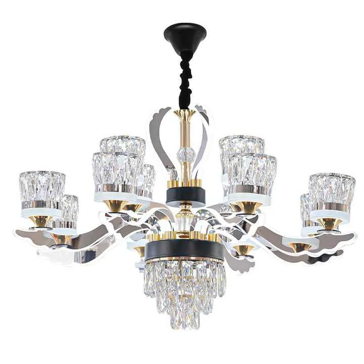 ثريات كلاسيكية حديثة فاخرة ذهبية مستديرة ، مصباح زجاجي لغرفة المعيشة وغرفة الطعام Luxury Modern Classic Round Gold Chandeliers, Glass Lamp for Living Room and Dining Room