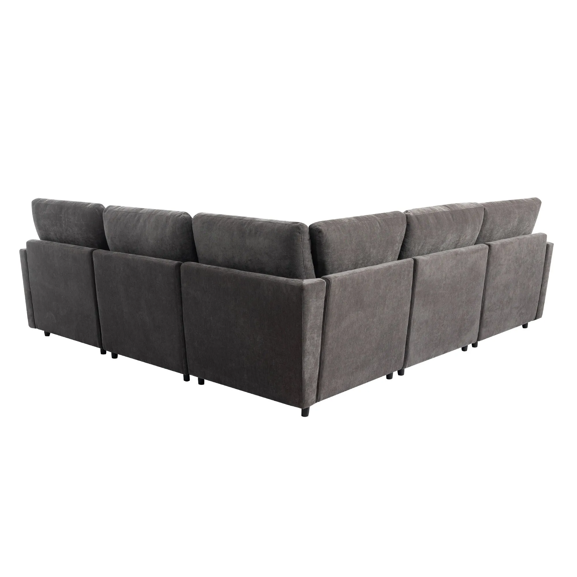 [ Video Provided]U_STYLE Modern Large U-Shape Sectional Sofa, with Removable Ottomans for Living Room (6-Seater)