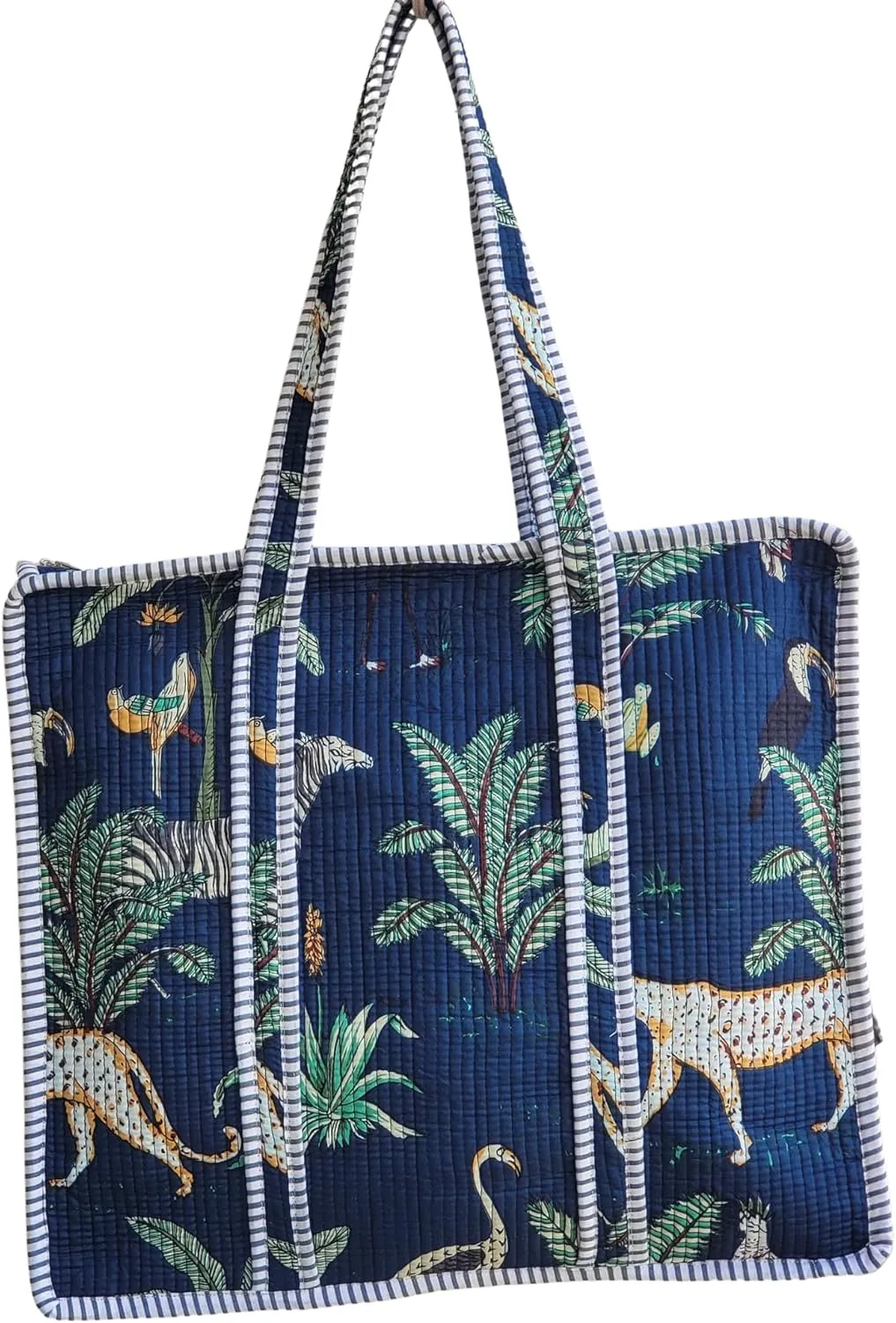 100% Cotton Jungle Print Shoulder Bag Tote Bag Women Reversible Shopping Bag and Grocery Bags Stylish Travel Bag Gift for Her