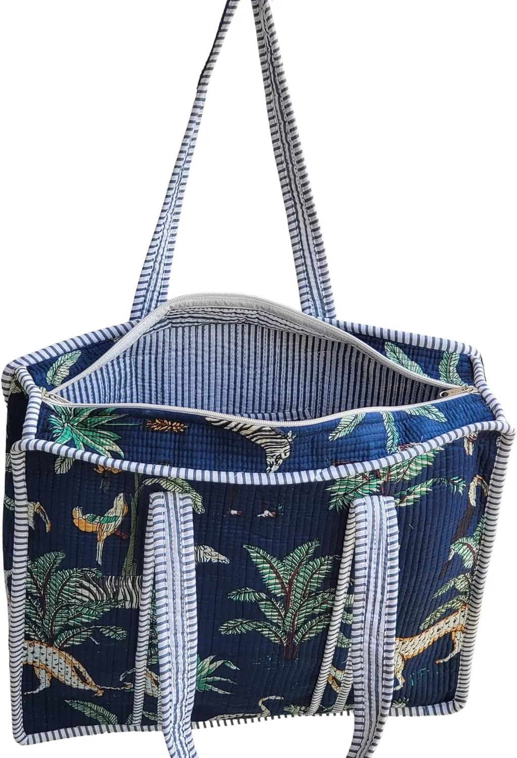 100% Cotton Jungle Print Shoulder Bag Tote Bag Women Reversible Shopping Bag and Grocery Bags Stylish Travel Bag Gift for Her