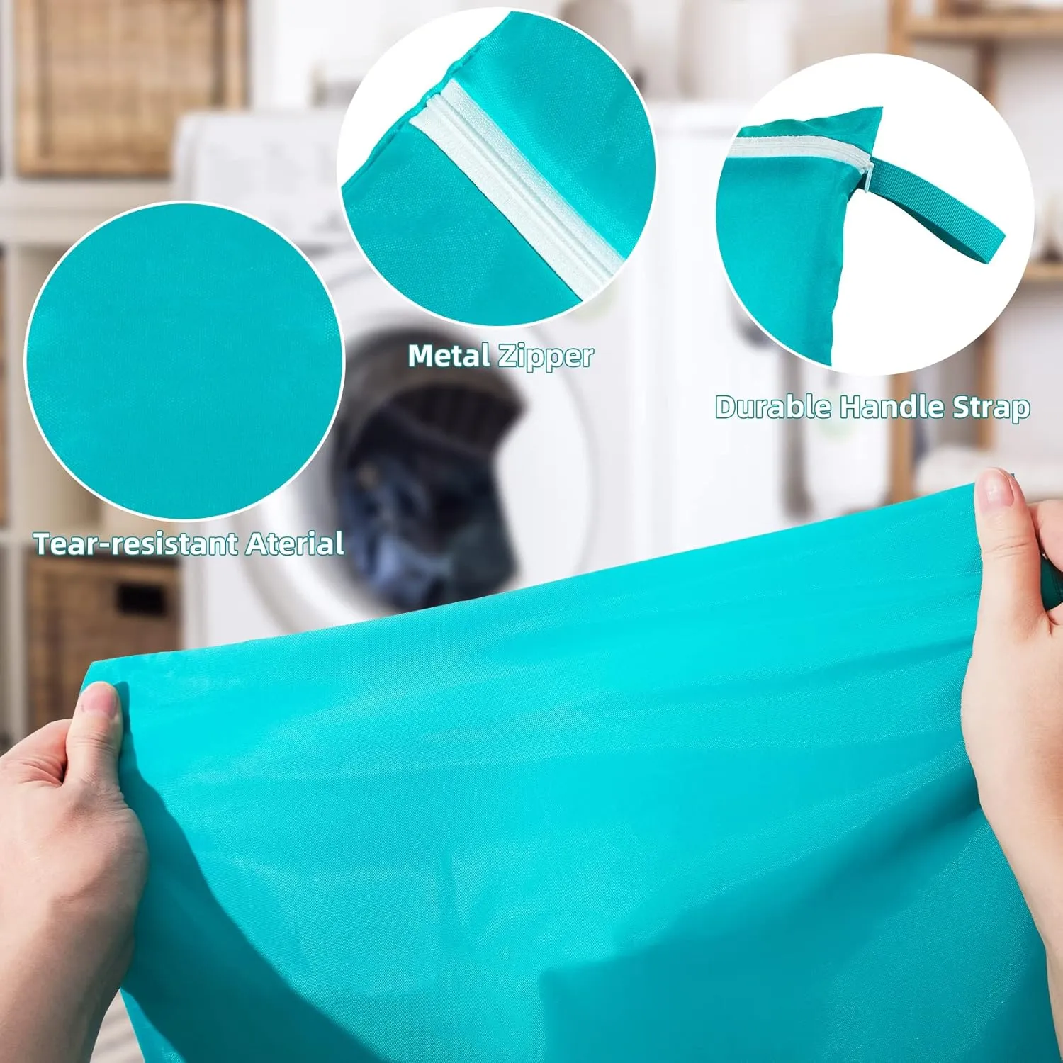 2 Pack Large Travel Laundry Bags Machine Washable Wet Dry Bag Bathing Suit Laundry Bag for Gym Swimming Yoga Dirty Clothes Laundry Organizer (Light Blue and Grey)
