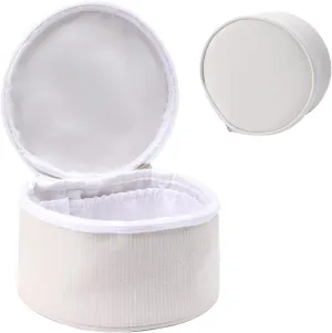 2 Pieces Stripe Makeup Bag Pouch Seersucker Cotton Portable Cute Cosmetic Bag round large Capacity Aesthetic Cosmetic Travel Toiletry Organizer circle Bag Set Thickened Wash Bag accessories Organizer,