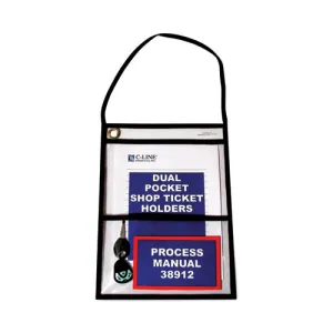 2-pocket Shop Ticket Holder W/setrap, Black Stitching, 150-sheet, 9 X 12, 15/box
