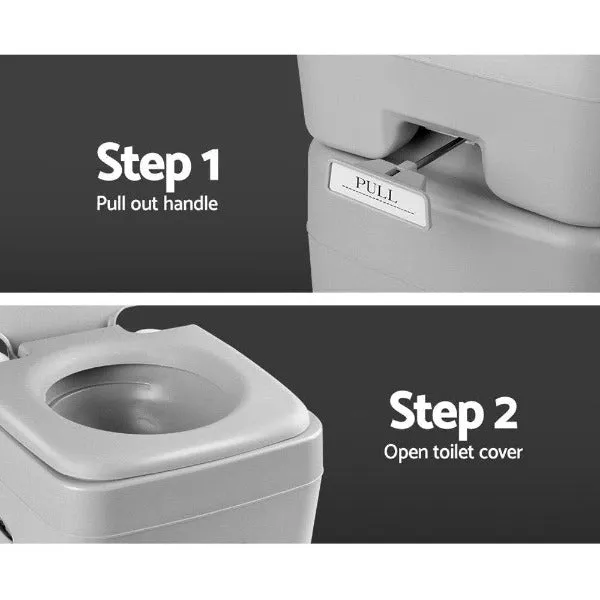 20L Portable Outdoor Camping Toilet with Carry Bag- Grey