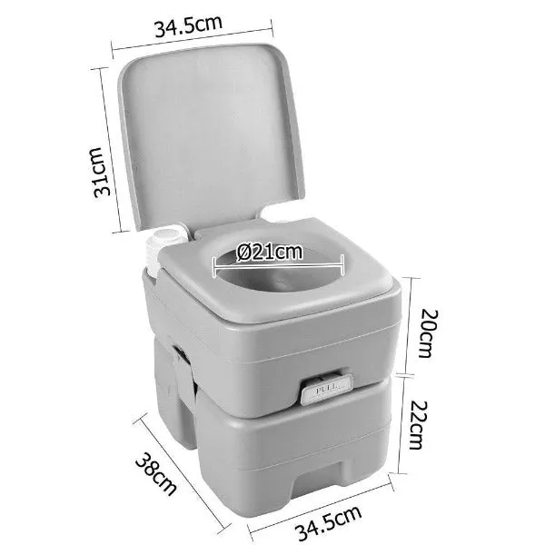 20L Portable Outdoor Camping Toilet with Carry Bag- Grey
