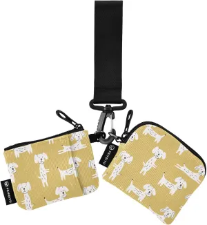 2PCS Coin Purse Wristlet Wallets Keychain Wallet Zip Around Portable Wallet with Detachable Dual Pouch Cute Dogs Modern