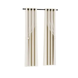 2X 132x160cm | Blockout Sheer Curtains | Beige