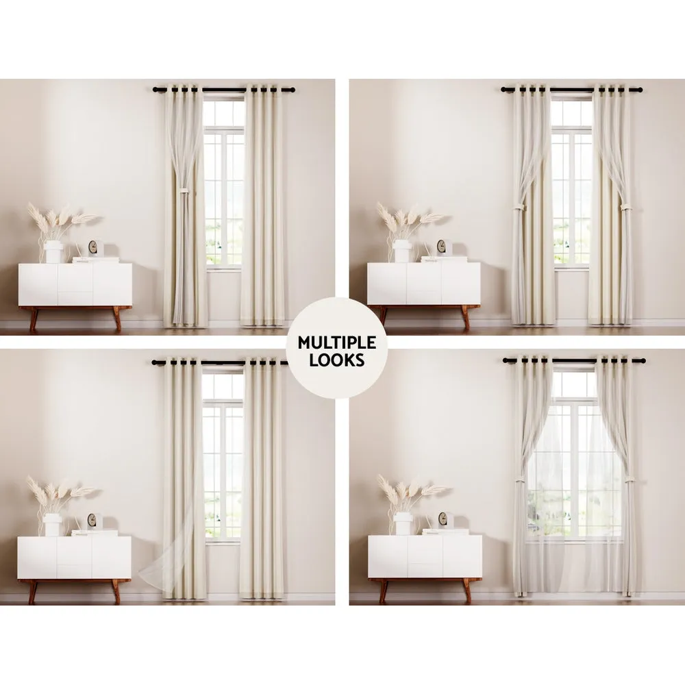 2X 132x160cm | Blockout Sheer Curtains | Beige