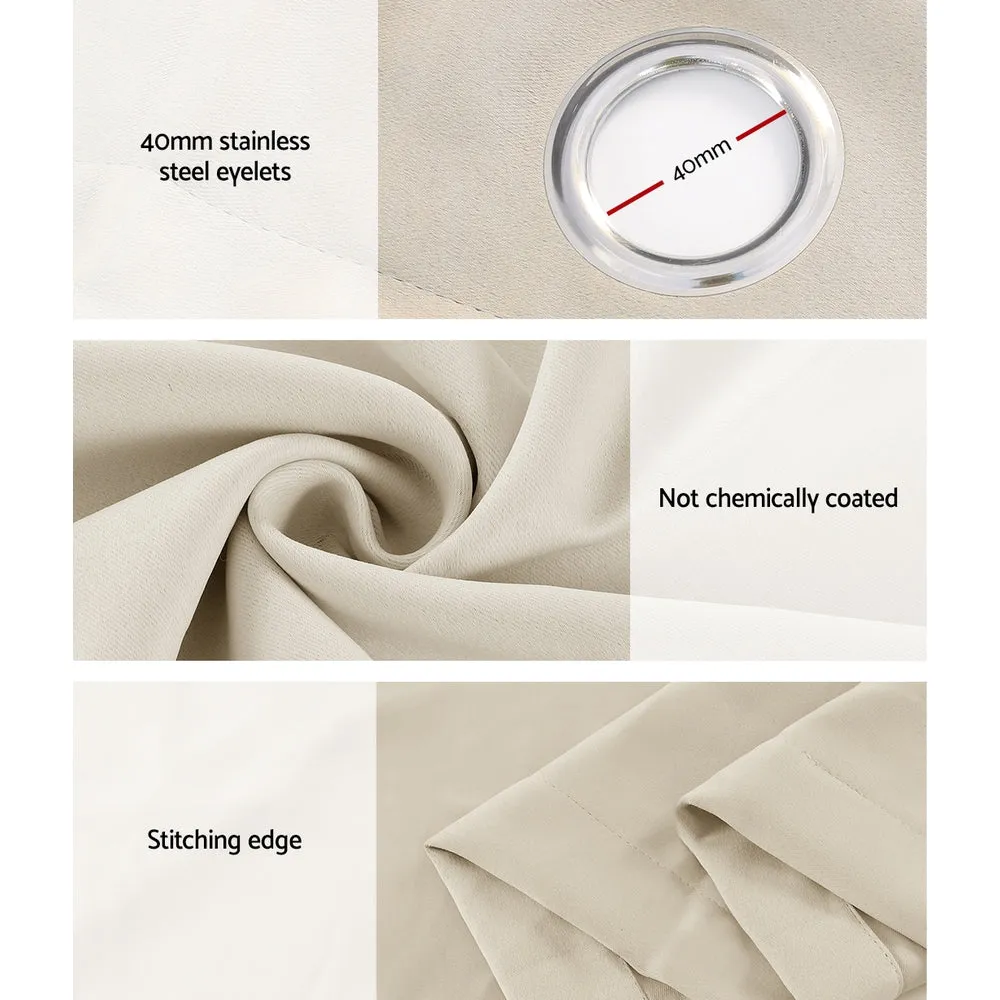 2X 132x160cm | Blockout Sheer Curtains | Beige