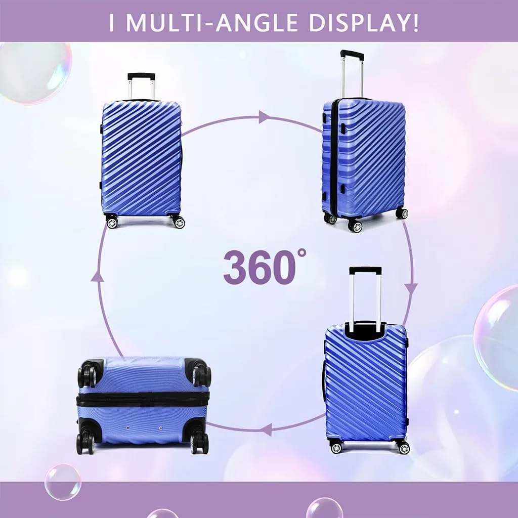 3 Piece Hard Shell Luggage, Modern Lightweight Suitcase with Hooks and Spinner Wheels ABS Lightweights Checked with Password Lock and Telescopic Rod for Business Travel Domestic Foreign Travel