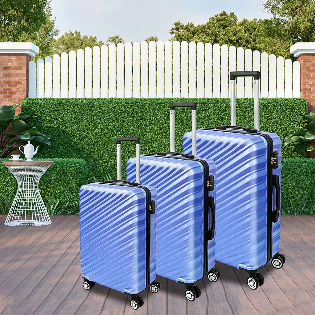 3 Piece Hard Shell Luggage, Modern Lightweight Suitcase with Hooks and Spinner Wheels ABS Lightweights Checked with Password Lock and Telescopic Rod for Business Travel Domestic Foreign Travel