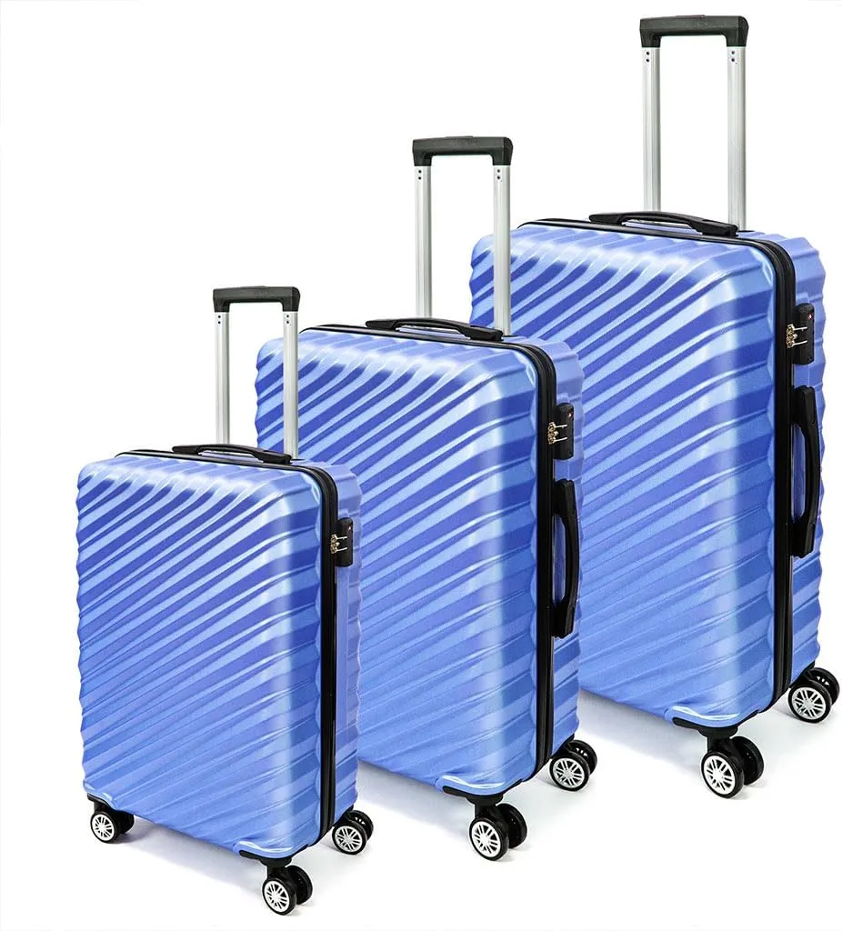 3 Piece Hard Shell Luggage, Modern Lightweight Suitcase with Hooks and Spinner Wheels ABS Lightweights Checked with Password Lock and Telescopic Rod for Business Travel Domestic Foreign Travel