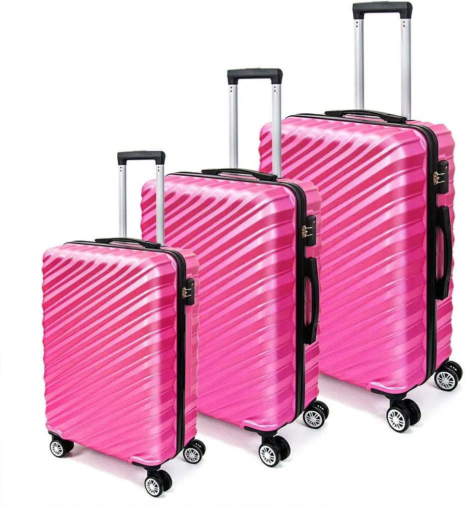 3 Piece Hard Shell Luggage, Modern Lightweight Suitcase with Hooks and Spinner Wheels ABS Lightweights Checked with Password Lock and Telescopic Rod for Business Travel Domestic Foreign Travel