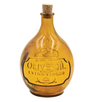 32 oz. Embossed Recycled Glass Bottle w/ Cork Stopper