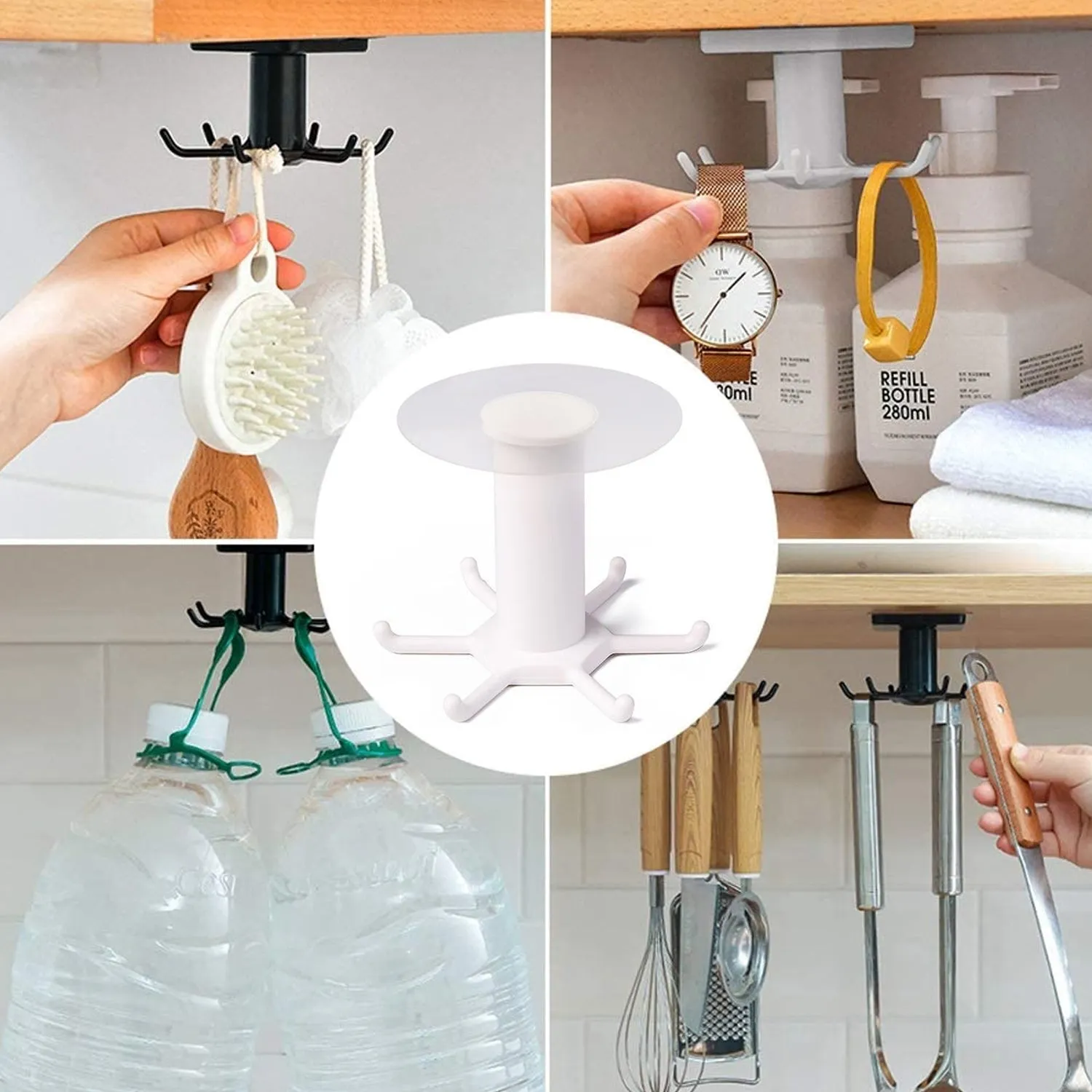 4077 Rotating Folding Hook, Kitchen Utensil Holder for Hanging, Heavy Duty Hanger Hooks For Bathroom, Key Hooks For Living Room & Bedroom