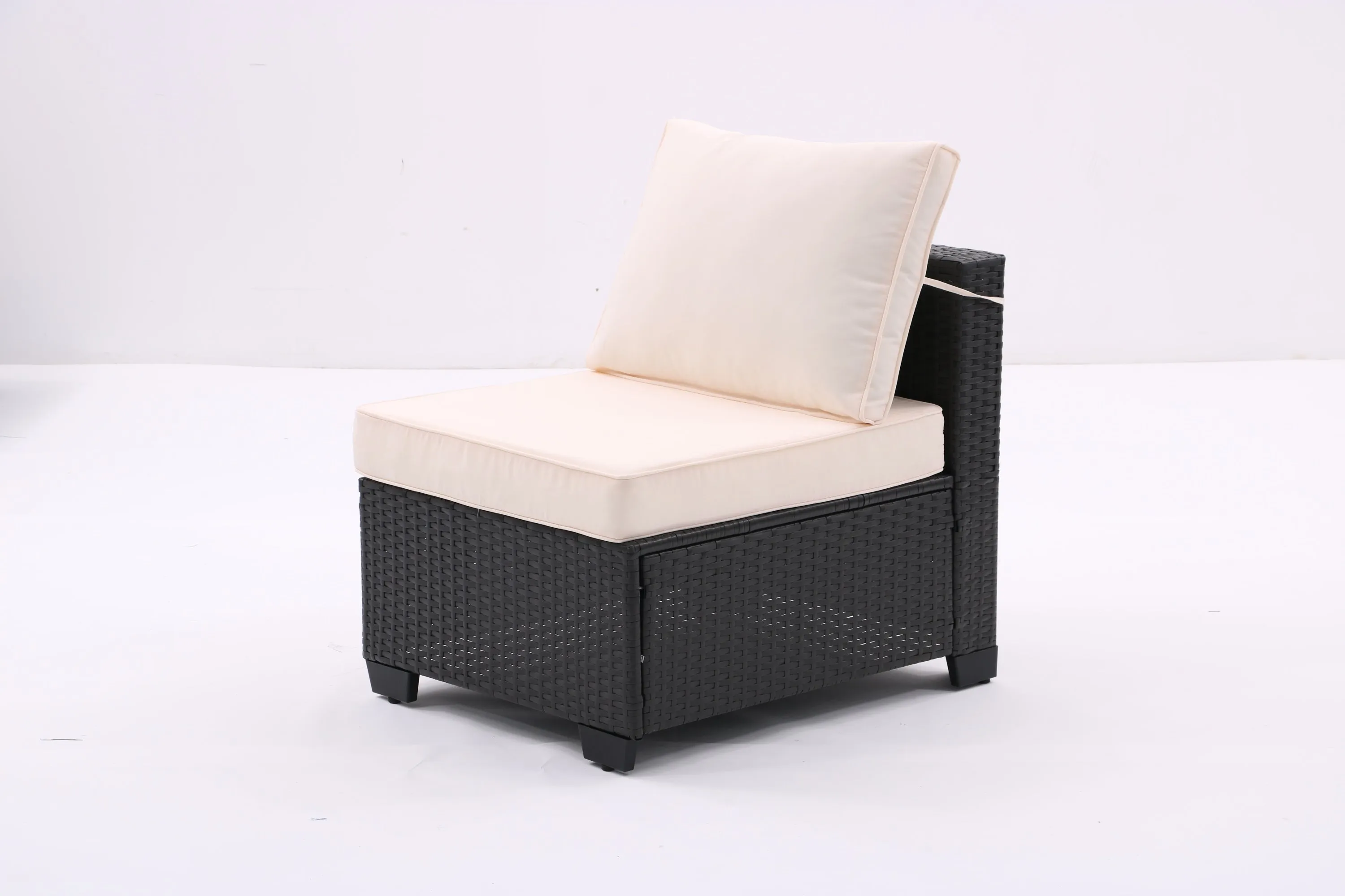 7 Pieces Outdoor Patio Furniture Set,Sectional Conversation Sofa Consisted Of Corner Chairs,Ottomans And Glass Top Table,All Weather PE Rattan and Steel Frame With  Removable Cushions(Coffee Beige)