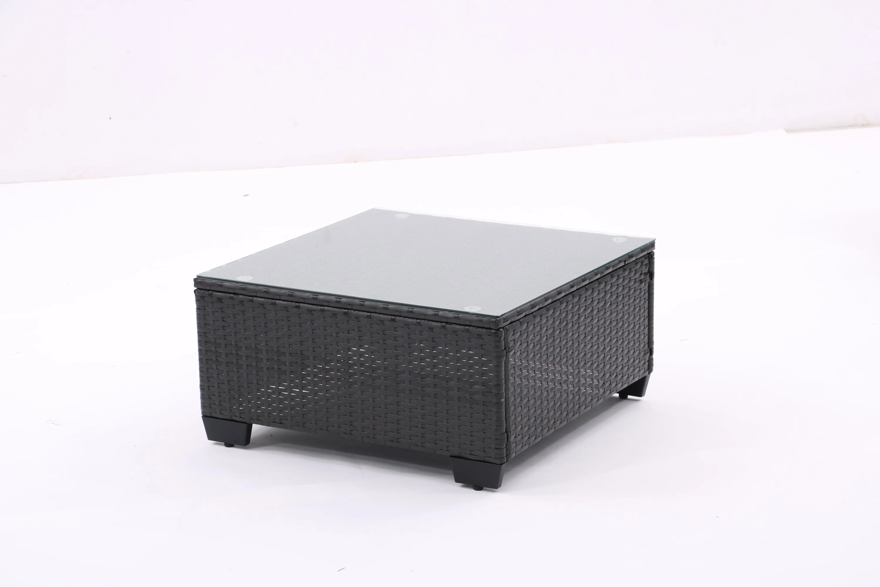 7 Pieces Outdoor Patio Furniture Set,Sectional Conversation Sofa Consisted Of Corner Chairs,Ottomans And Glass Top Table,All Weather PE Rattan and Steel Frame With  Removable Cushions(Coffee Beige)