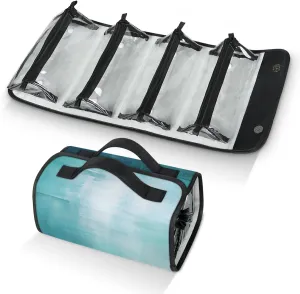 Abstract Modern Art Travel Toiletry Bag for Women, 4 in 1 Roll Up Makeup Cosmetic Bag With 4 Removable PVC Zipper Pouch