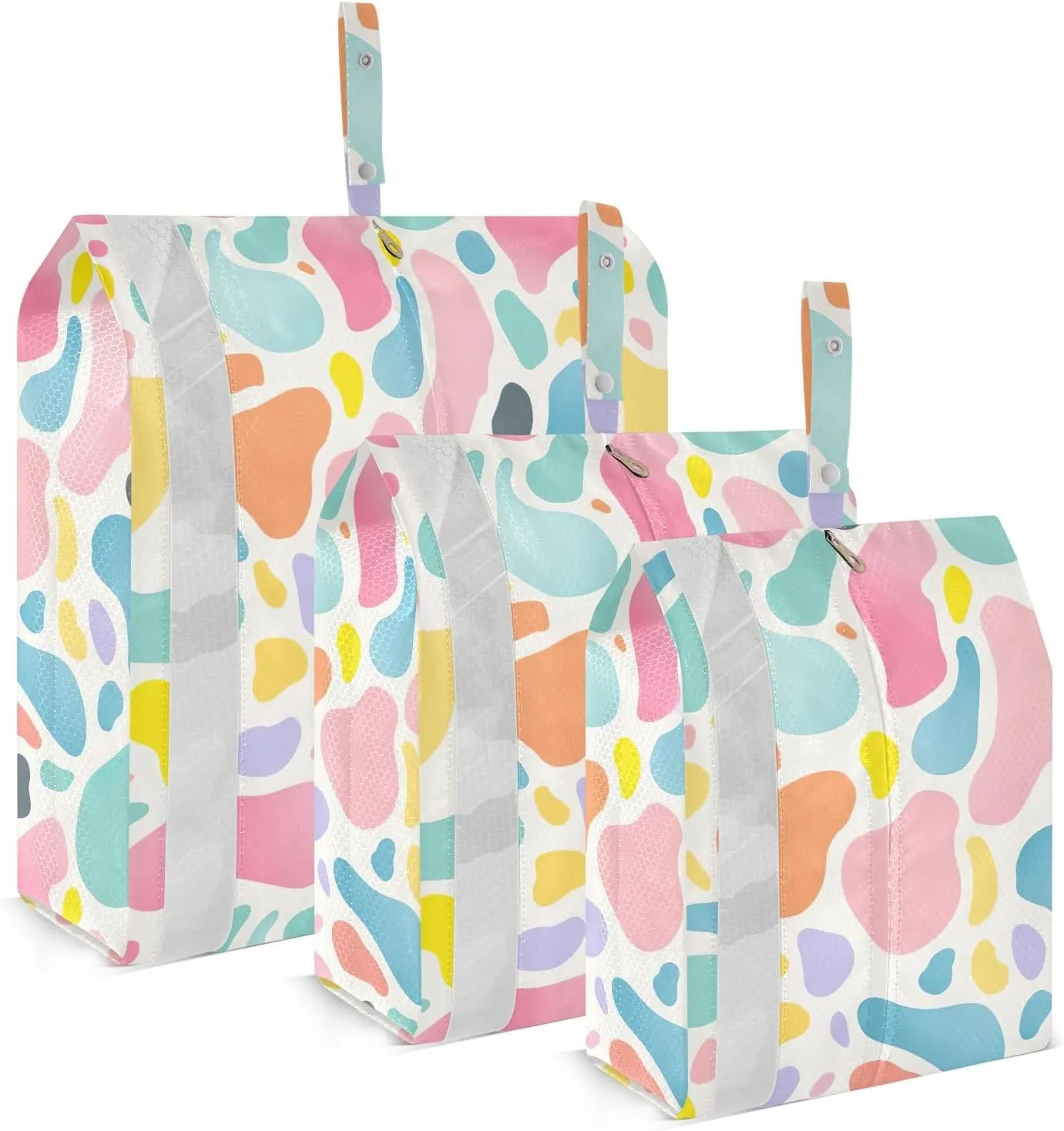 Abstract Watercolor Rainbow Packing Cubes for Travel 3 Set Travel Compression Bags Luggage Organizer Bags for Woman Man