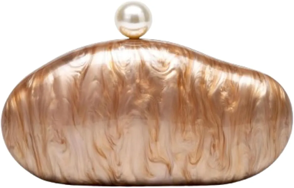 Acrylic Shell Clutch Purse for Women Chic Evening Bag with Chain Glitter Marble Purses Handbag for Wedding Party Prom 2025
