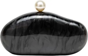 Acrylic Shell Clutch Purse for Women Chic Evening Bag with Chain Glitter Marble Purses Handbag for Wedding Party Prom 2025