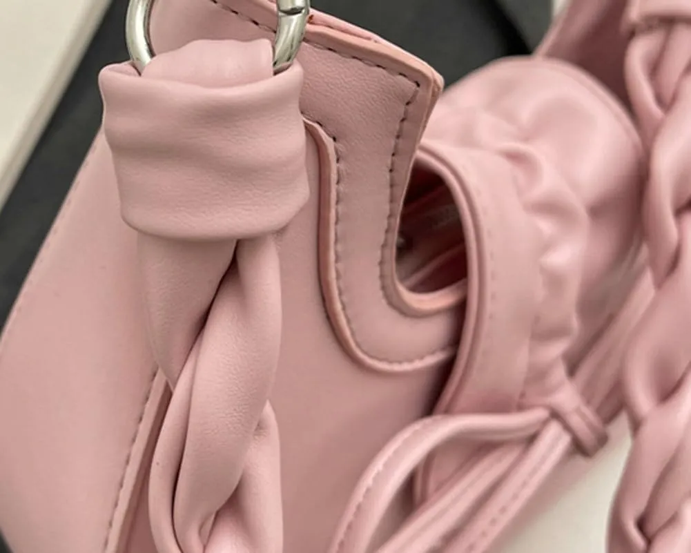 Aesthetic Bowknot Bag for Women Cute Trendy Underarm Shoulder Hobo Bag Soft PU Lightweight Purse Handbag