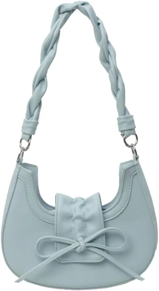Aesthetic Bowknot Bag for Women Cute Trendy Underarm Shoulder Hobo Bag Soft PU Lightweight Purse Handbag