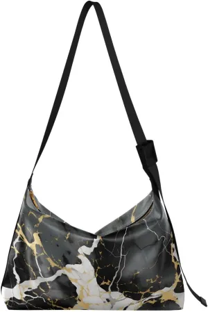 ALAZA Black Marble Gold Line Modern Womens Tote Bag Leather Shoulder Bag For Women Men Large Hobo Cross Body Bags Handbag