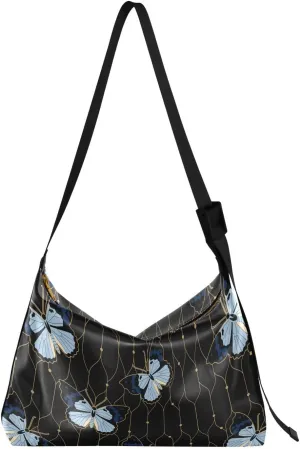 ALAZA Butterfly Gold Geometric Modern Womens Tote Bag Leather Shoulder Bag For Women Men Large Hobo Cross Body Bags Handbag