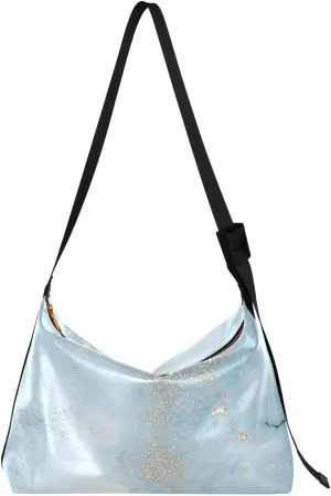 ALAZA Light Blue Marble Modern Womens Tote Bag Leather Shoulder Bag For Women Men Large Hobo Cross Body Bags Handbag