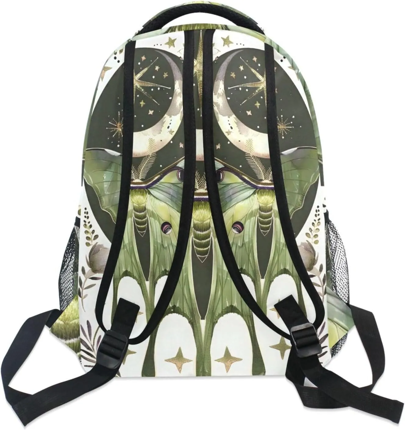 ALAZA Luna Moth Moon Backpacks for Girls Elementary School Bag Kids Bookbag Personalized Travel Daypack 3rd 4th 5th Grade Rucksack 16in Laptop Back Pack