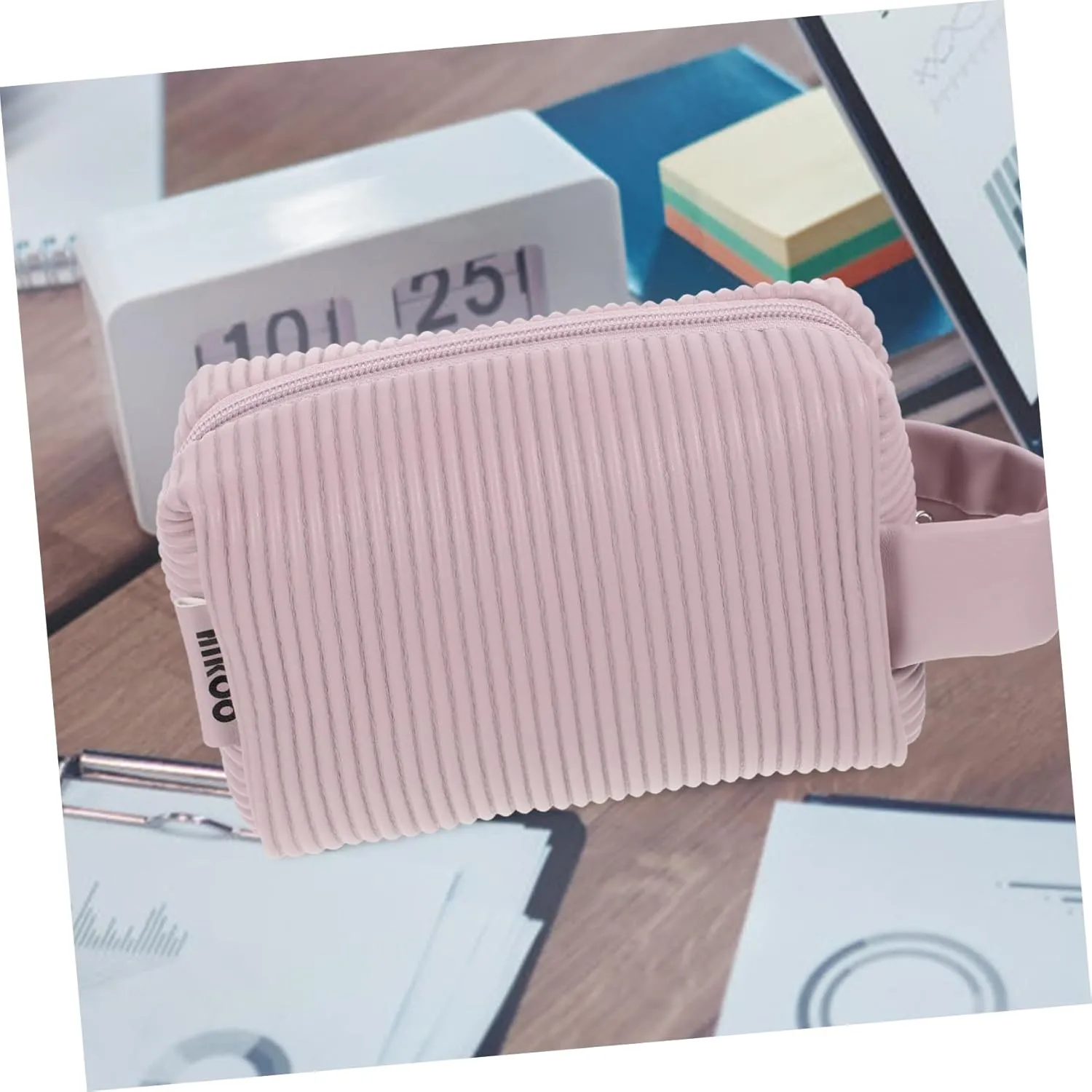 Angoily Make up Bag Travel Storage Portable Toiletry Storage Holder Large Capacity for Cosmetics Makeup Tools, Pink, 22x8cm