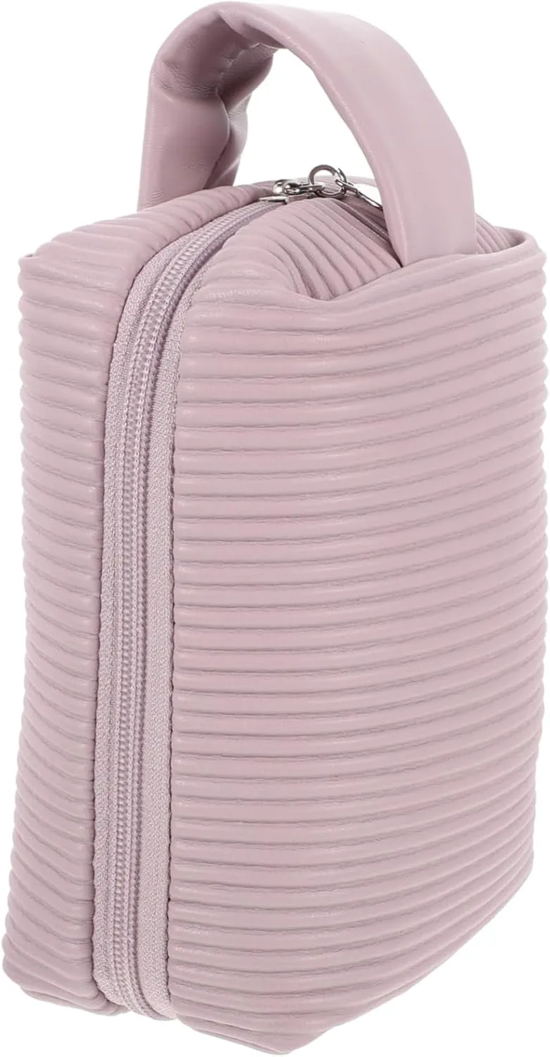 Angoily Make up Bag Travel Storage Portable Toiletry Storage Holder Large Capacity for Cosmetics Makeup Tools, Pink, 22x8cm