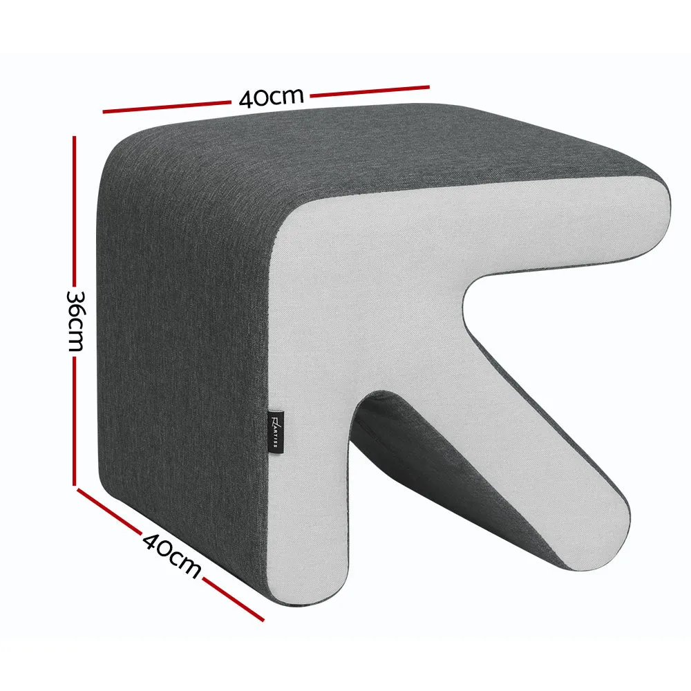 Arrow Ottoman Foot Stool Fabric Foot Rest Footstool Padded Seat Grey