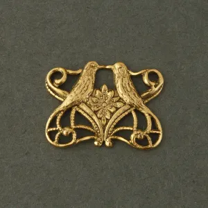 Art Nouveau style antique finish 14k gold plated stamped brass Filigree Love Bird Connector. 15x20mm. Pkg 1. b9-0488g
