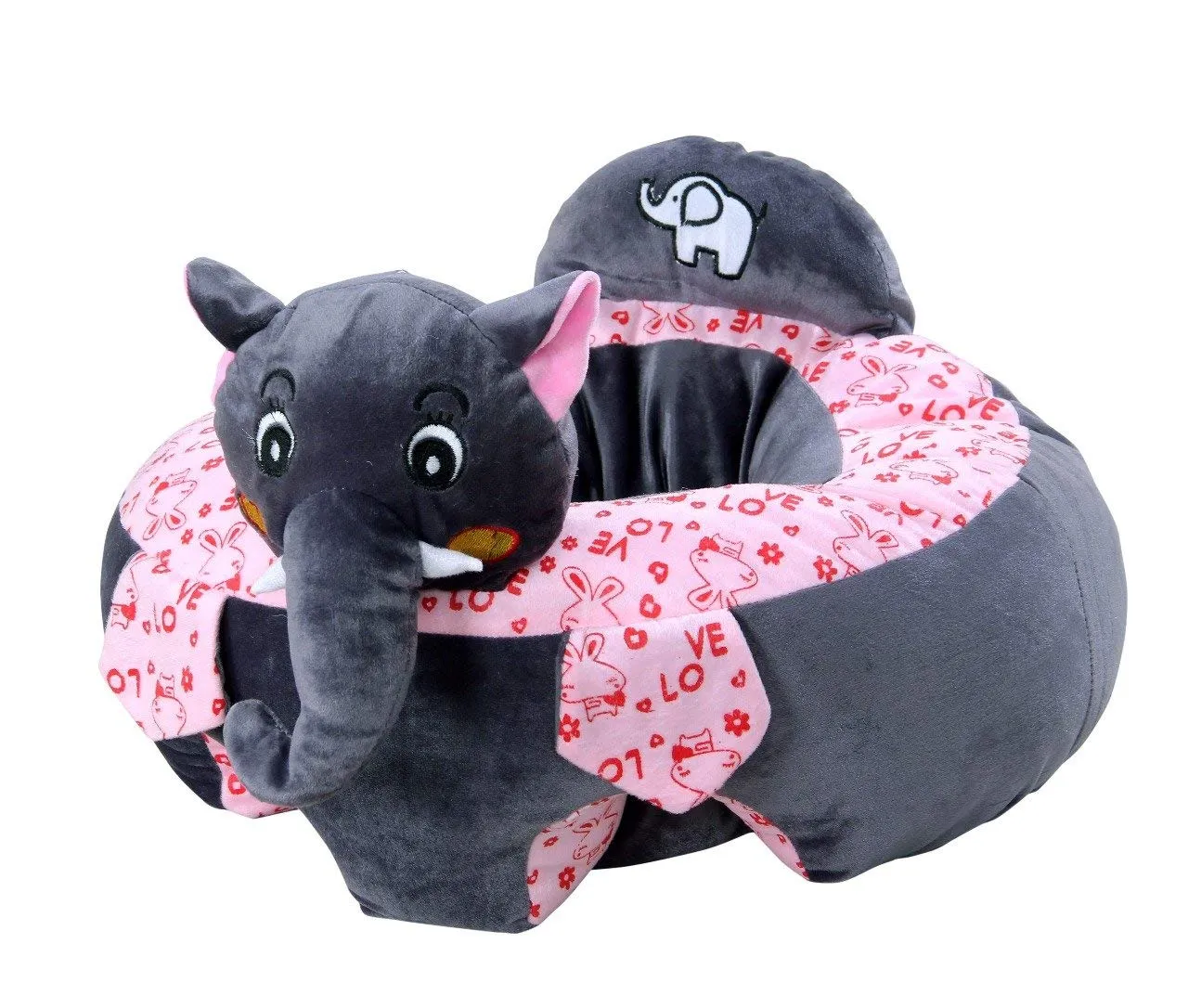 Babymoon Elephant Plush Kids Sofa Seat Couch (Grey)