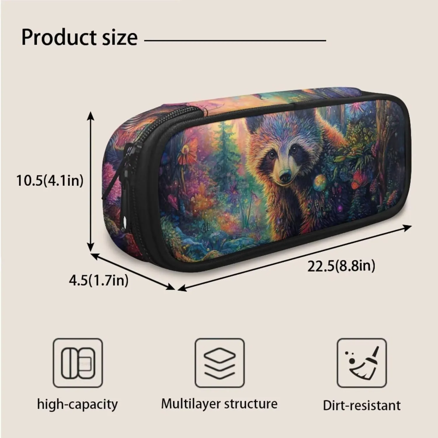 Bear Backpack for School 3 in 1 Lightweight 17 Inch Bookbag for Boys 8-12 Cool Animal Insulated Tote Lunch Bag for Kids Versatile Pencil Case for School Supplies