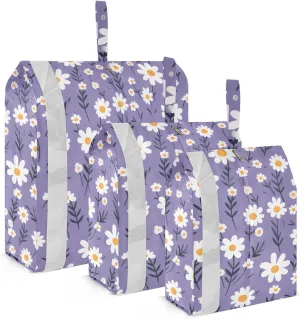 Beautiful Leaves Purple Floral Packing Cubes for Travel 3 Set Travel Organizer Bags Luggage Organizer Bags for Suitcase