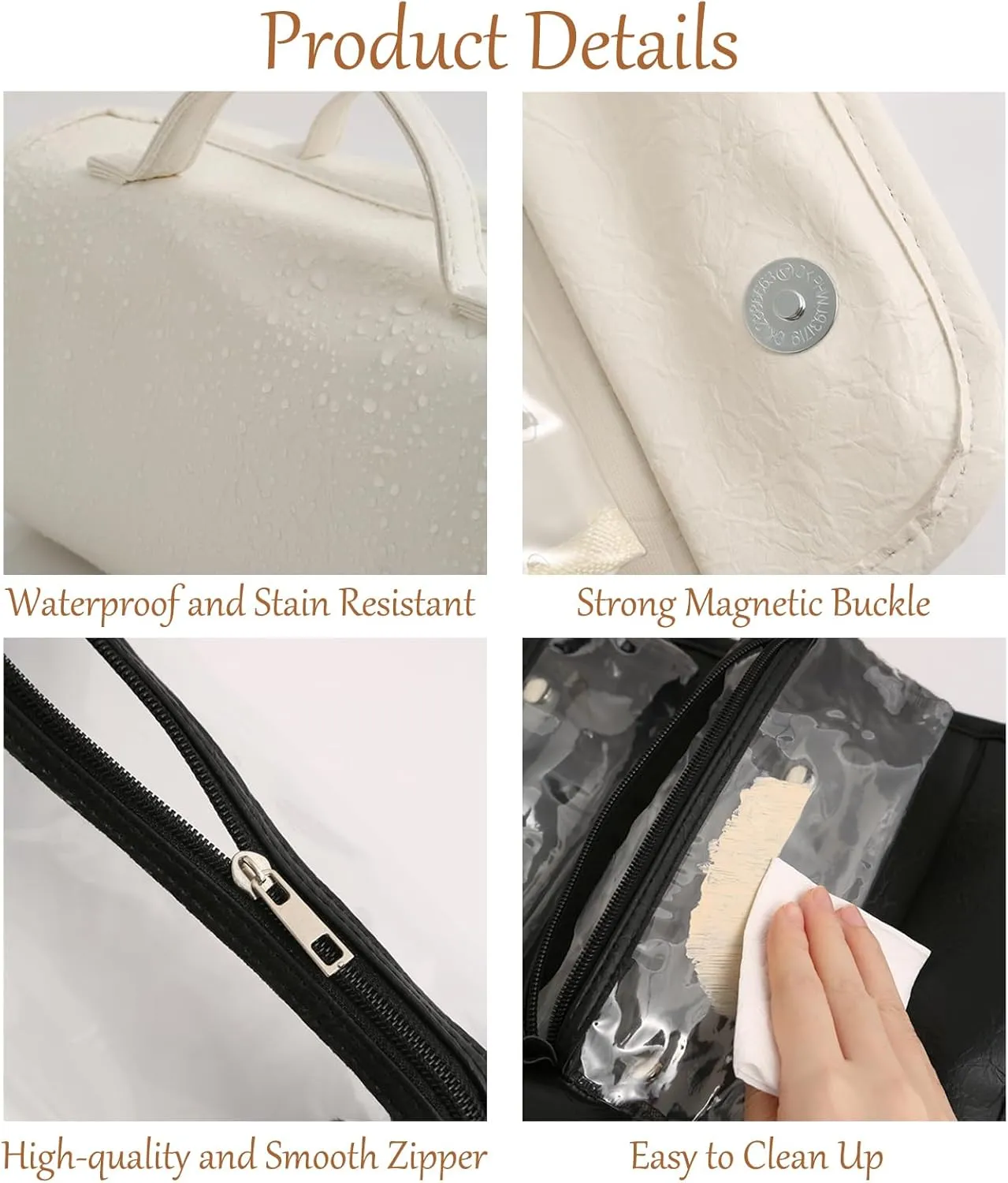 Beige Makeup Bag Travel Bag For Toiletries Makeup Pouches For Women Skin Care Bag Expandable Cosmetic Organizer