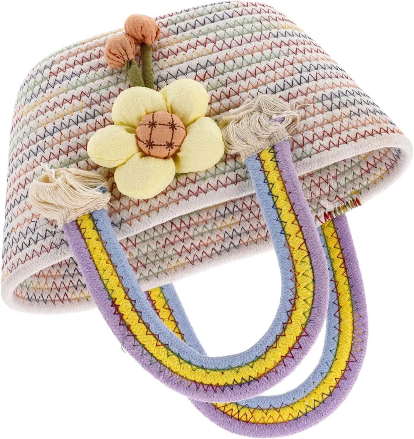 BESTYASH Elegant Handbag Handwoven Rainbow Mini Bag Summer Handbags Bucket Bag for Women Boys and Girls' Wallet Versatile Fashion Item