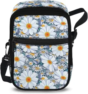 BIGCARJOB Stylish Daisy Print Crossbody Purse for Women Travel Sling Bags Shoulder Handbags Crossbody Backpack Teens Girls Mini Messenger Tote Bags Cute Fanny Pack