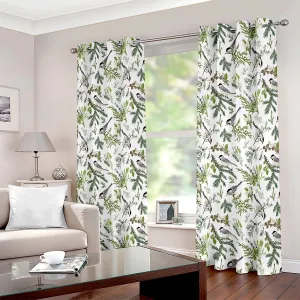 Bird of Prey Green Floral Bohemian Style Eyelet Curtain