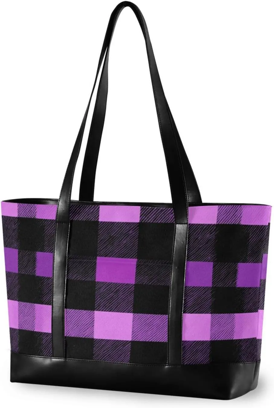 Black Purple Plaids professional work bag with laptop compartment with zipper large tote bag for travel with bolsa para laptop