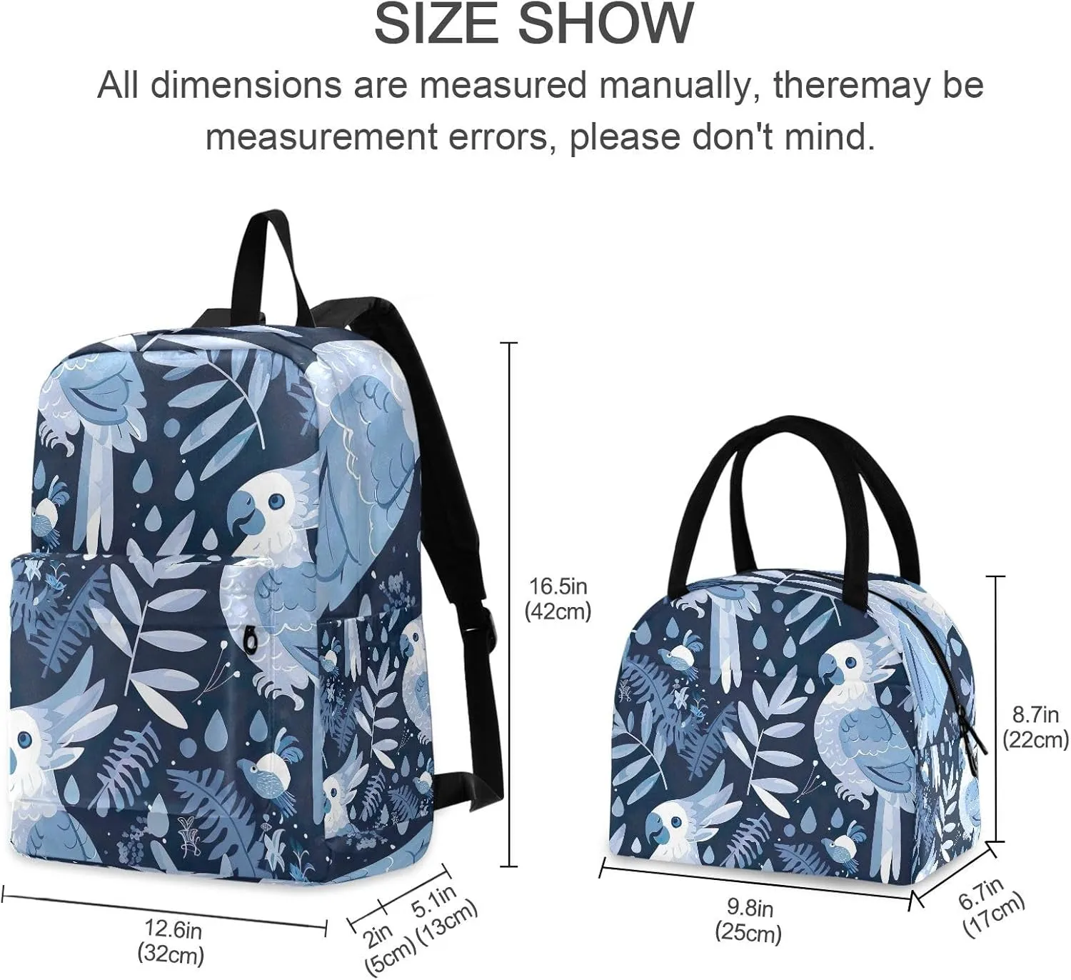 Blue Cockatoos Backpack and Lunchbox Waterproof Beach Backpack, Simple Modern Backpack