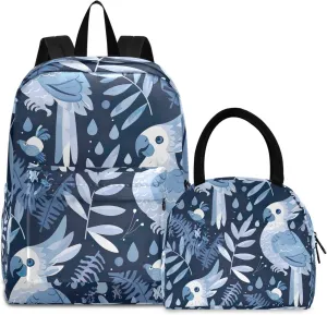 Blue Cockatoos Backpack and Lunchbox Waterproof Beach Backpack, Simple Modern Backpack