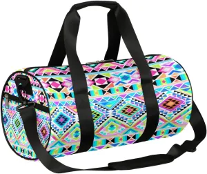 Boho Modern Geometric Gym Bag Small Gym Duffel Bags for Men Women Overnight Weekender Bag Lightweight Sport Duffle Bag Carry On Gymbag