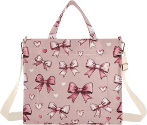 Bows and Hearts Corduroy Tote Bag for Women Hobo Crossbody Bag Purse Stylish Shoulder Handbag Messenger Bags, S