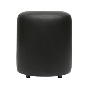 Britto Upholstered Round Faux Leatherette Pouffe: Black