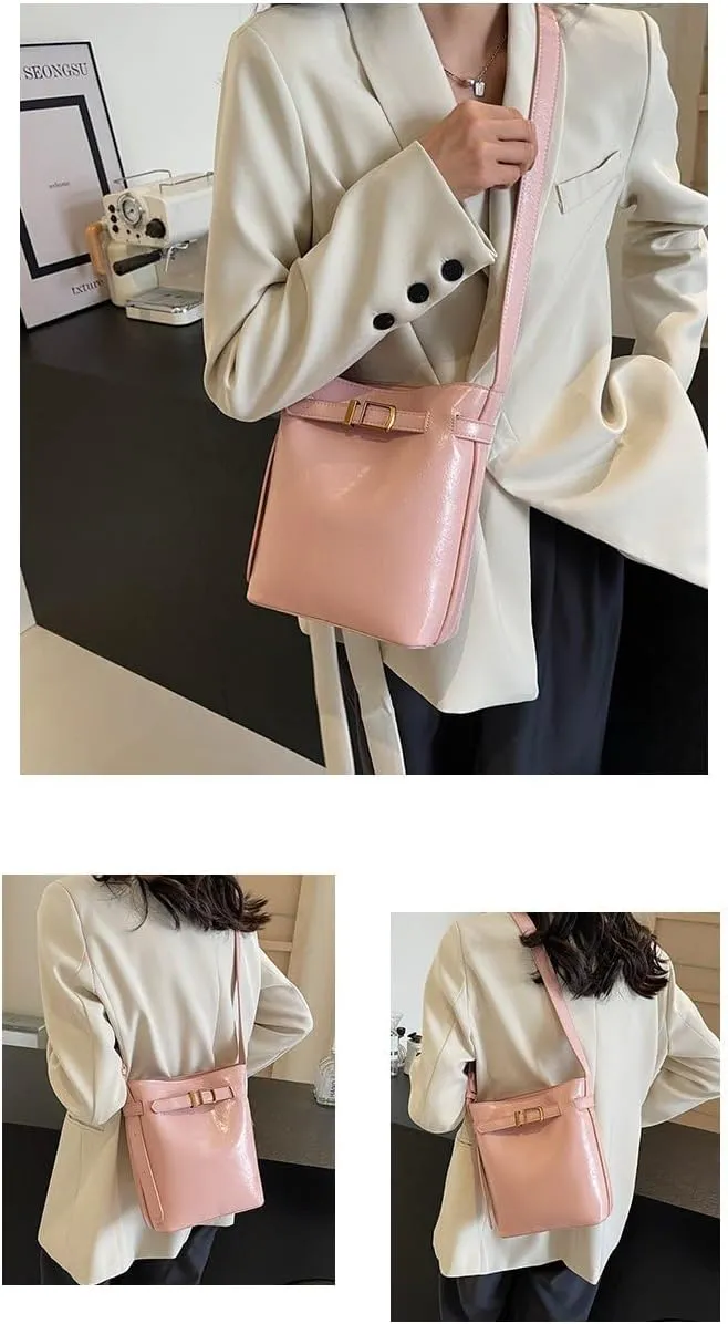 Bucket Bag for Women Small Crossbody Bag Stylish Shoulder Purse Casual Handbag with Zipper Closure and Adjustable Strap